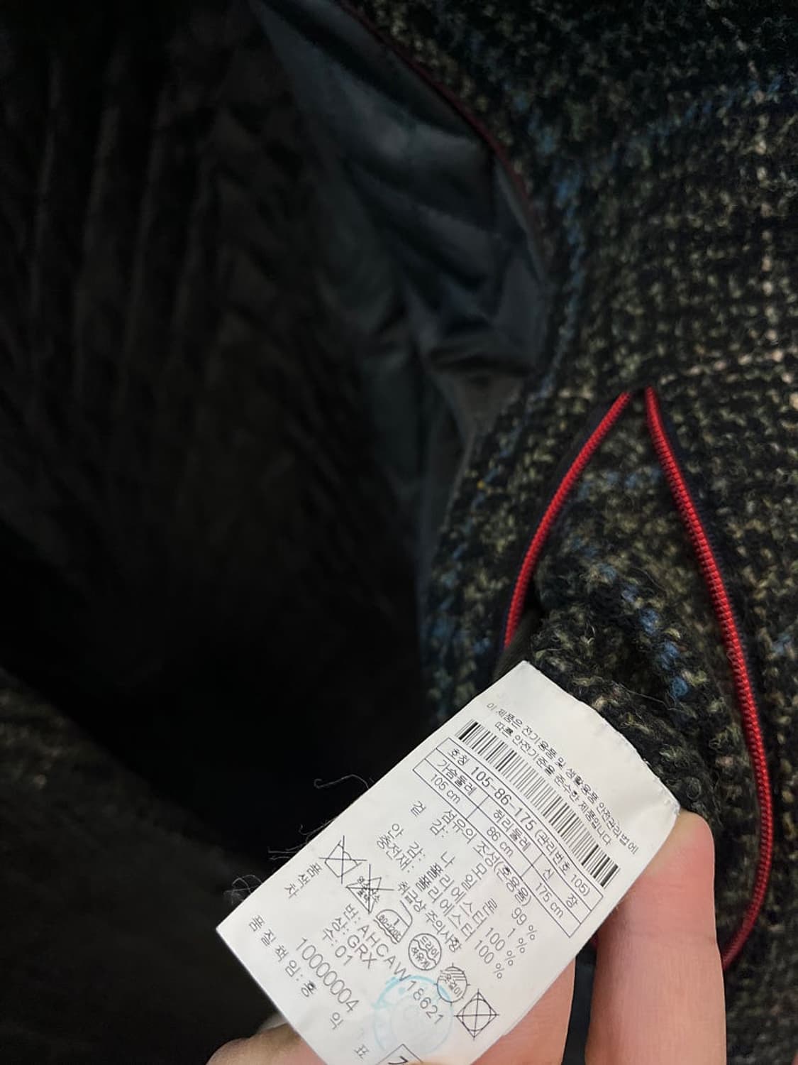 105) 헨리코튼 카키 체크 울코트  상품이미지8