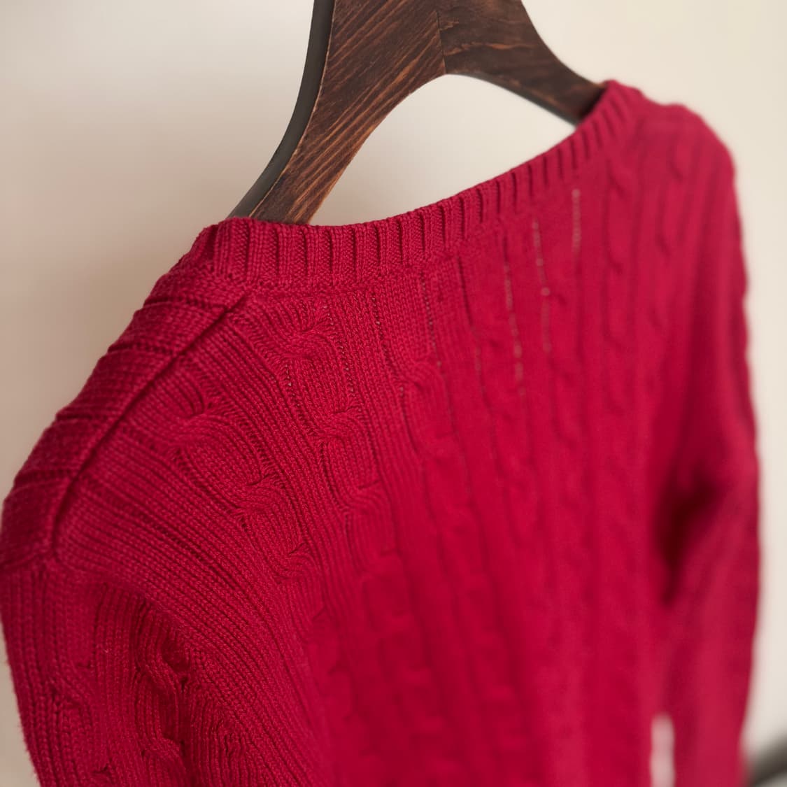 타미힐피거 XS 니트 레드 케이블 정품 슬림 실루엣 볼륨 수입 상품이미지8