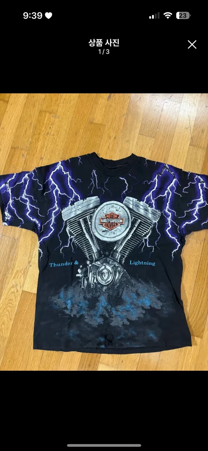 [L] 빈티지 할리 데이비슨 라이트닝 티셔츠 상품이미지1