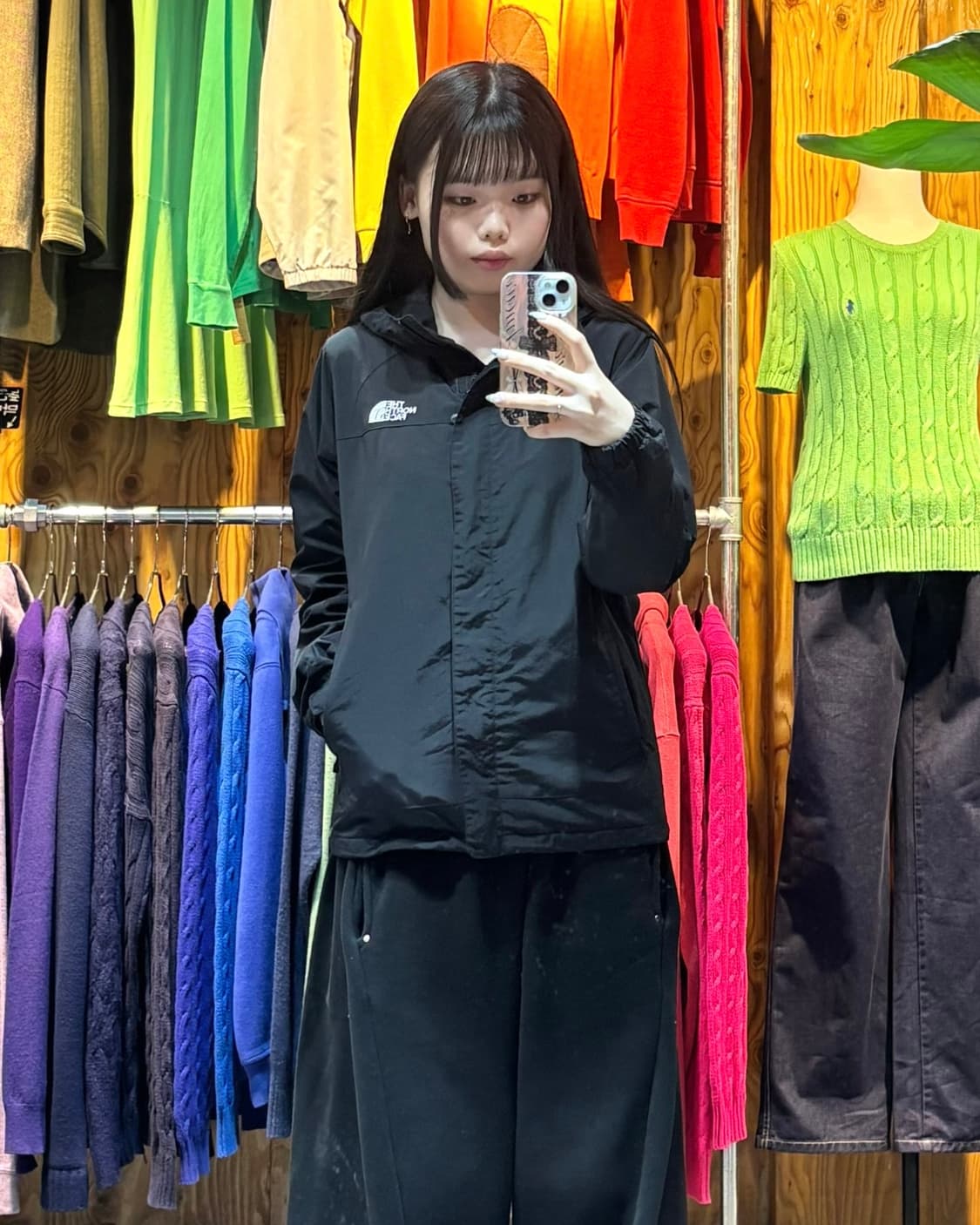 M 노스페이스 심볼로고 블랙 나일론 후드 자켓 상품이미지1