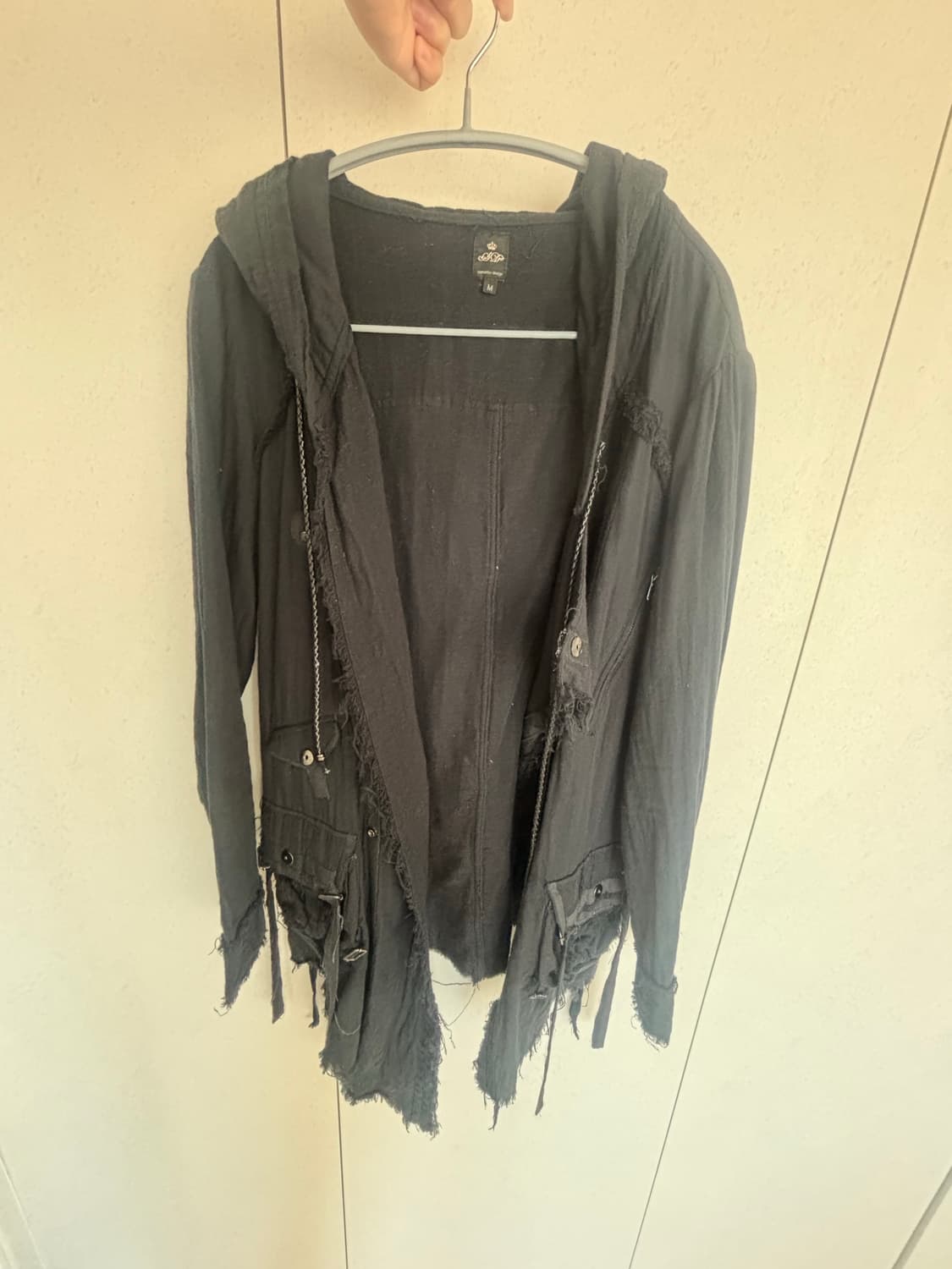 세멘틱디자인 후드 포켓 롱가디건 상품이미지1