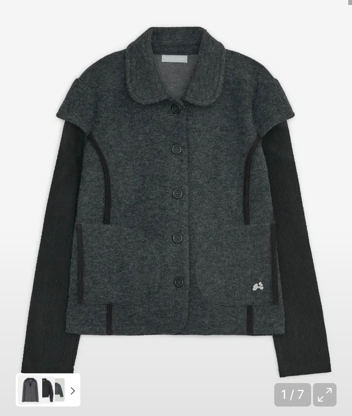 허그유어스킨 라운드 카라 니트 자켓 (차콜) 상품이미지1