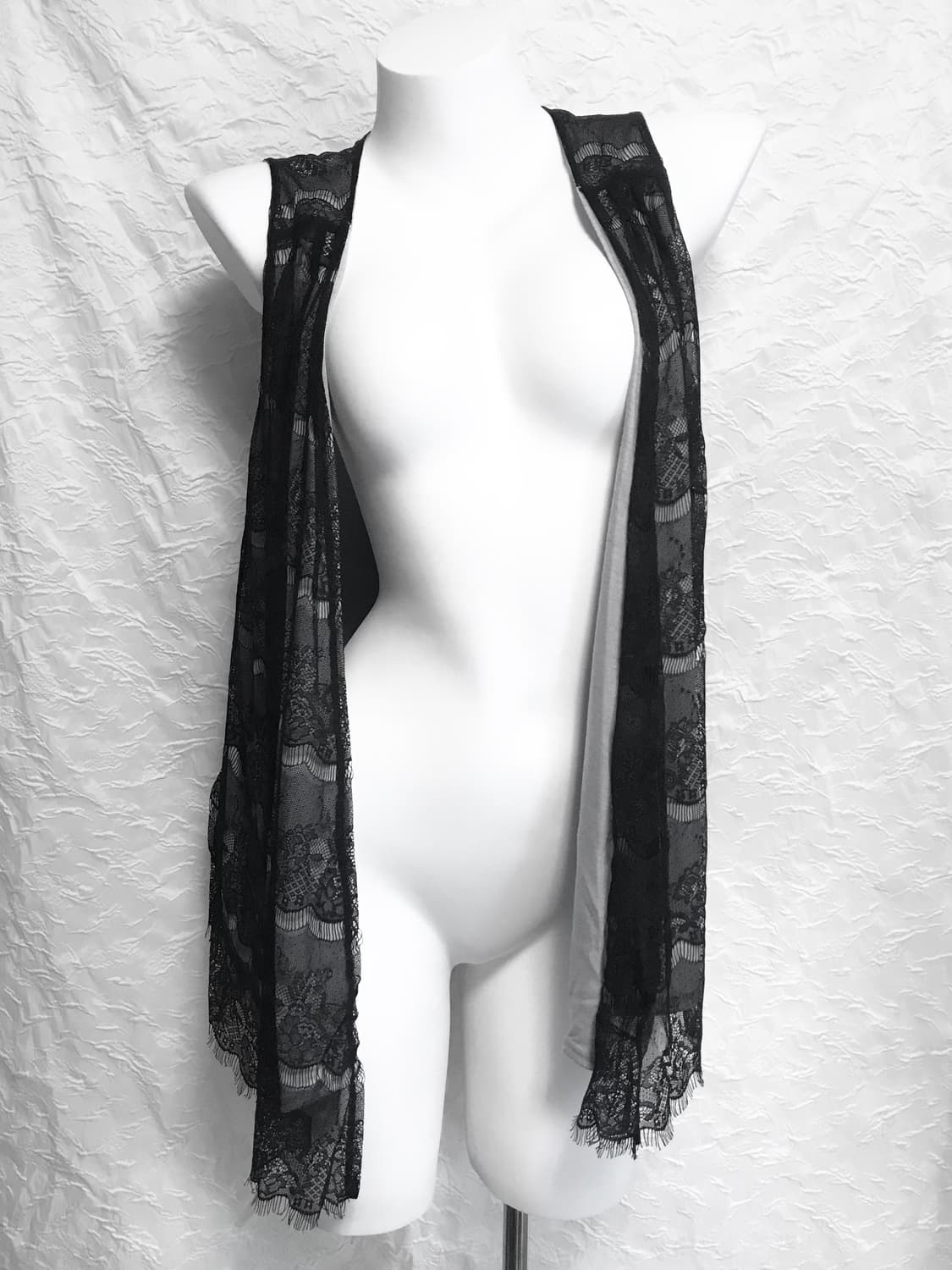 빈티지 vkei 고딕 레이어드 레이스 언발 롱 베스트 조끼 상품이미지3