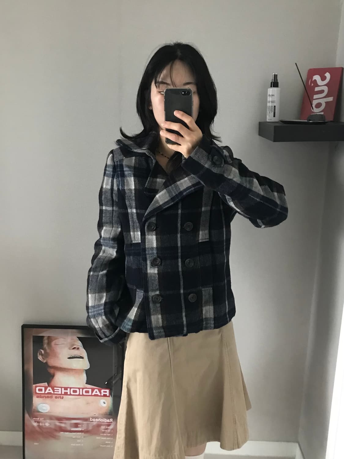 아베크롬비 타단체크 카라 숏코트 안감 누빔 상품이미지3