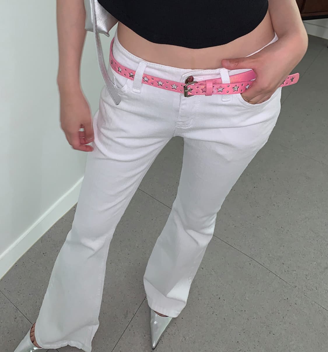 더에펠 포디 로우 부츠컷팬츠 화이트 상품이미지1