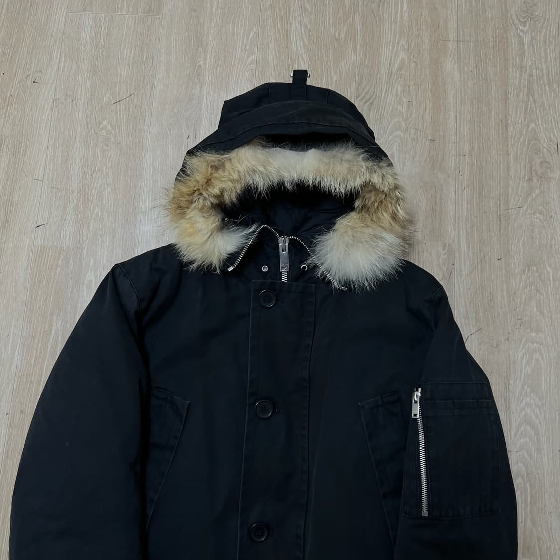 산드로 옴므 오버사이즈 퍼후드 야상 패딩 점퍼 S/90  상품이미지2