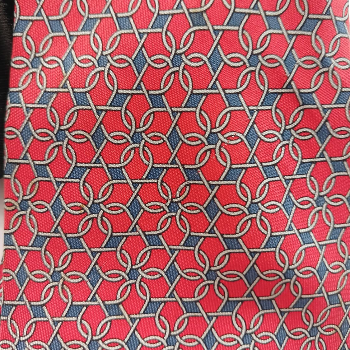 에르메스 실크 레드 체인 패턴 넥타이 9.8cm B등급 A18686
 상품이미지4