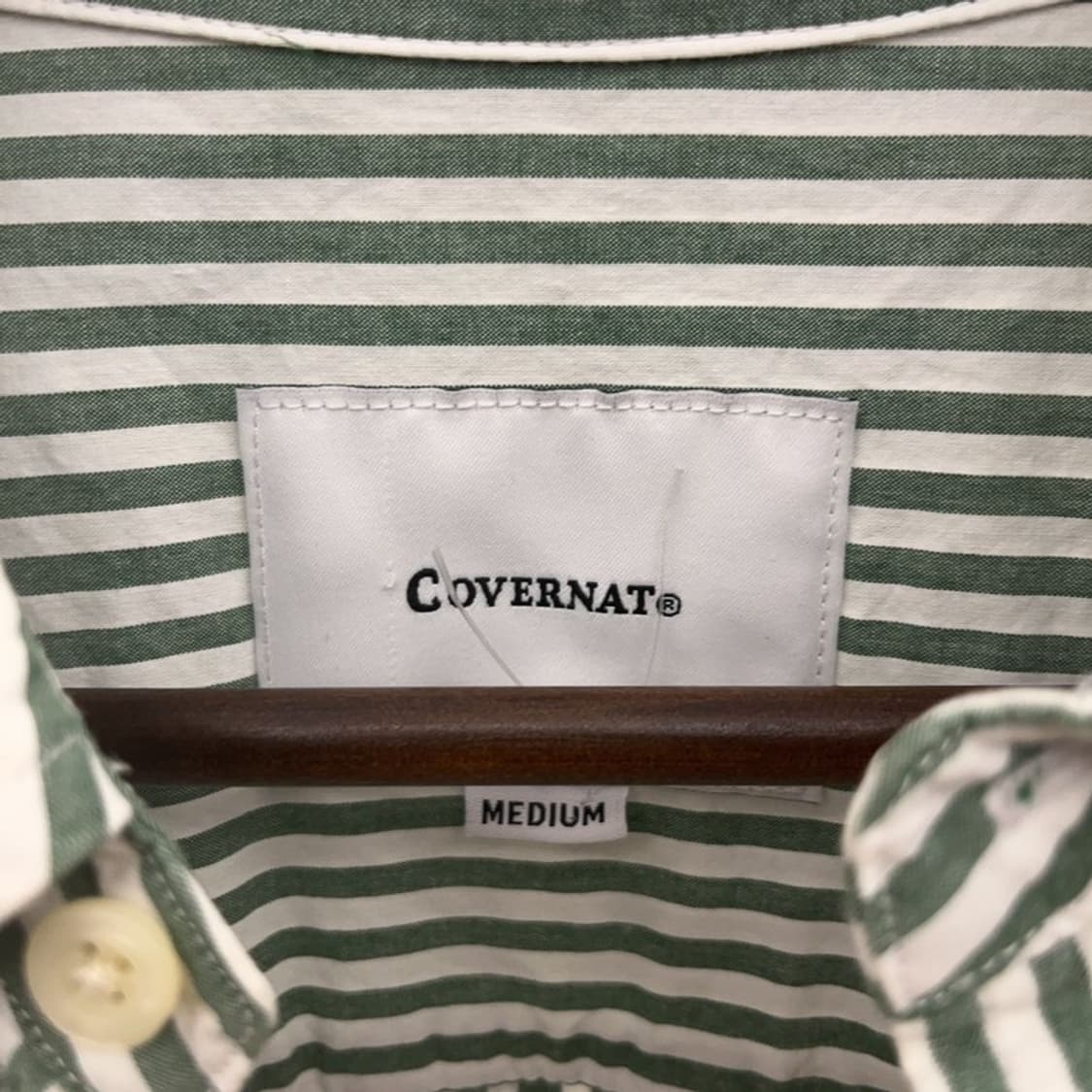 커버낫 빈티지 피스타치오 그린 스트라이프 셔츠 M C08667 상품이미지5
