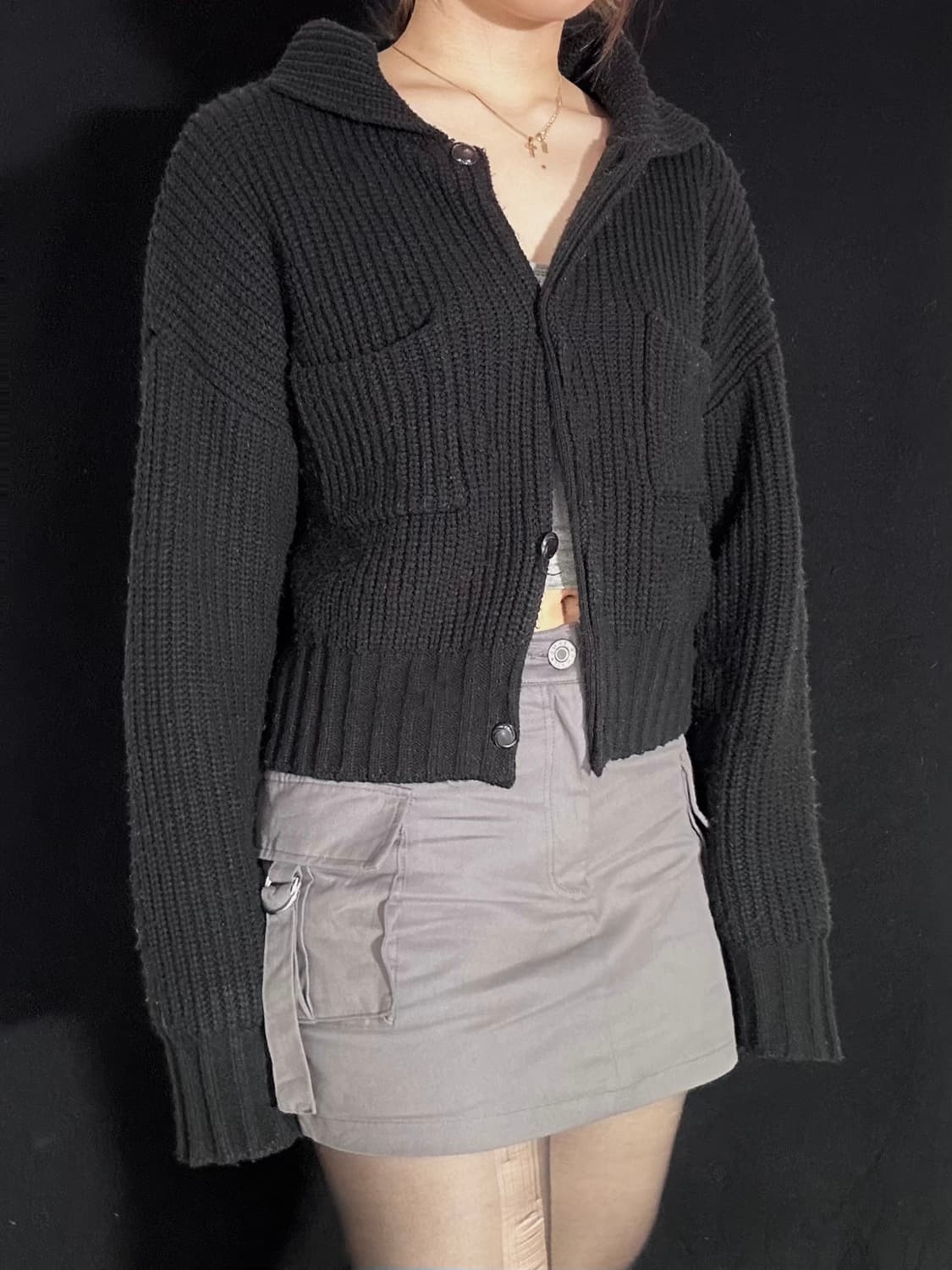2-pocket collar knit cardigan 상품이미지1