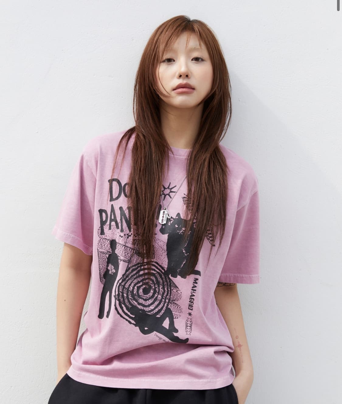 마하그리드 돈패닉 피그먼트 반팔 티셔츠 핑크 상품이미지2