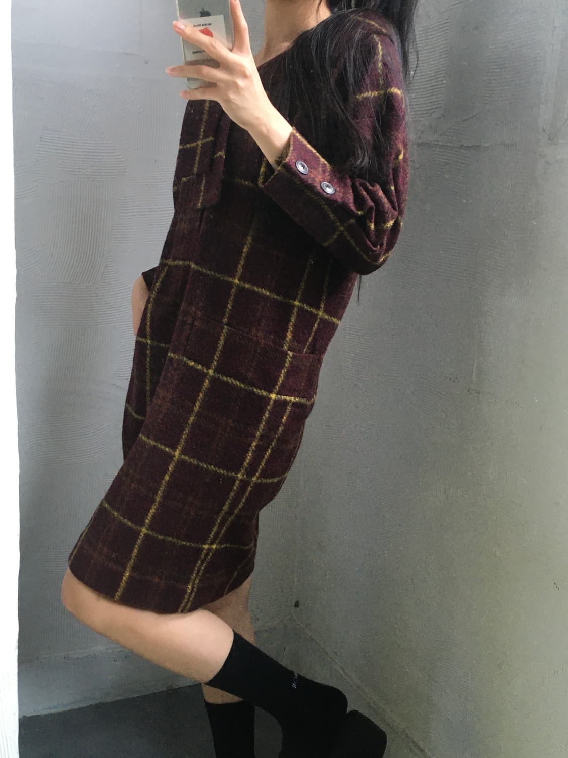 Vivienne Westwood 비비안웨스트우드 버건디 체크 울 원피스 상품이미지1