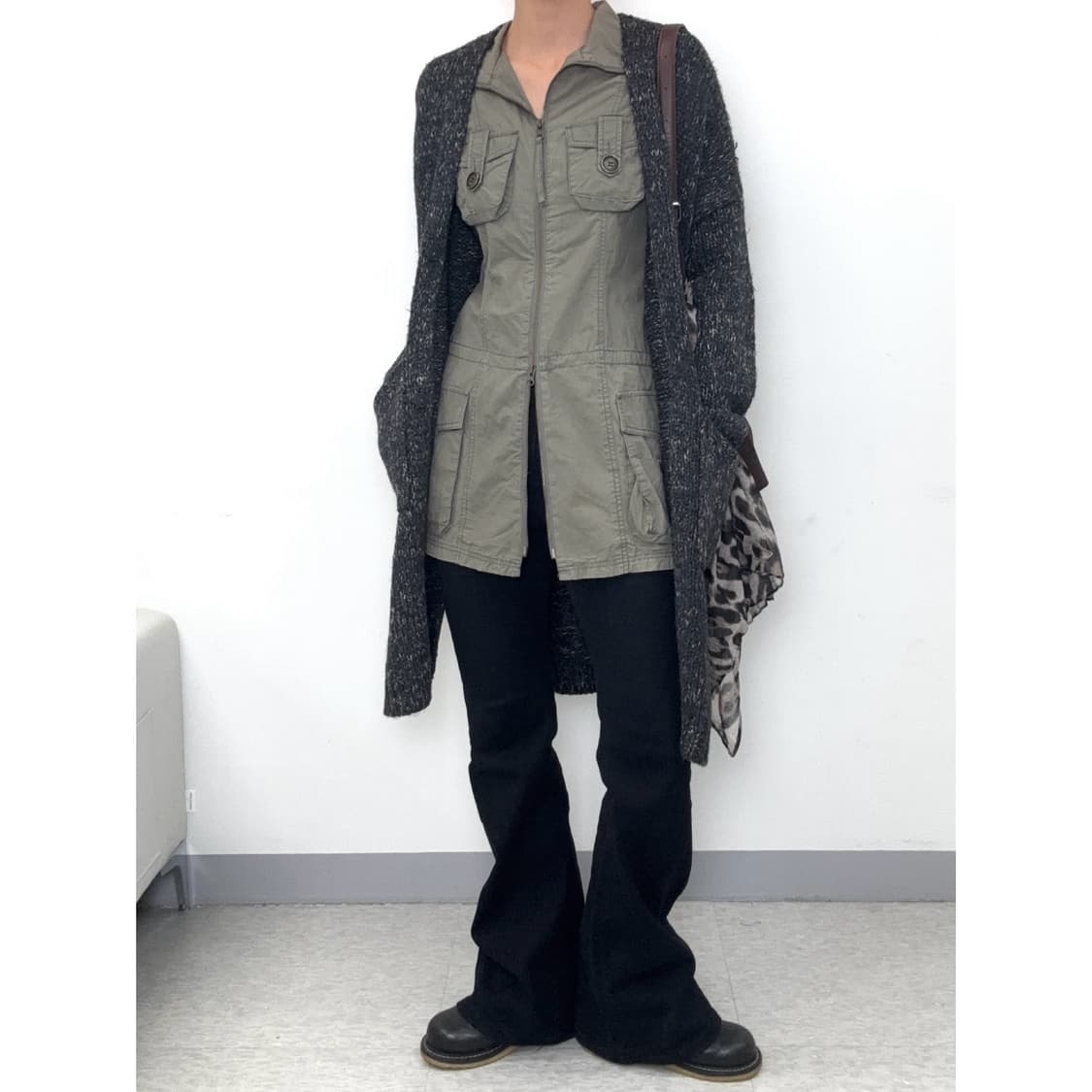 빈티지 워크웨어 투웨이 원피스 하이넥 밀리터리 y2k 자켓 상품이미지4