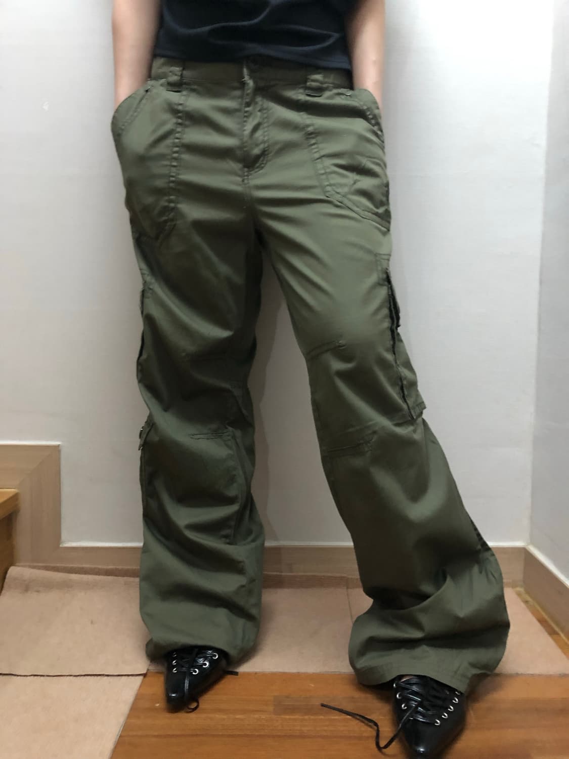 빈티지 카키 펑크 포켓 팬츠 상품이미지6