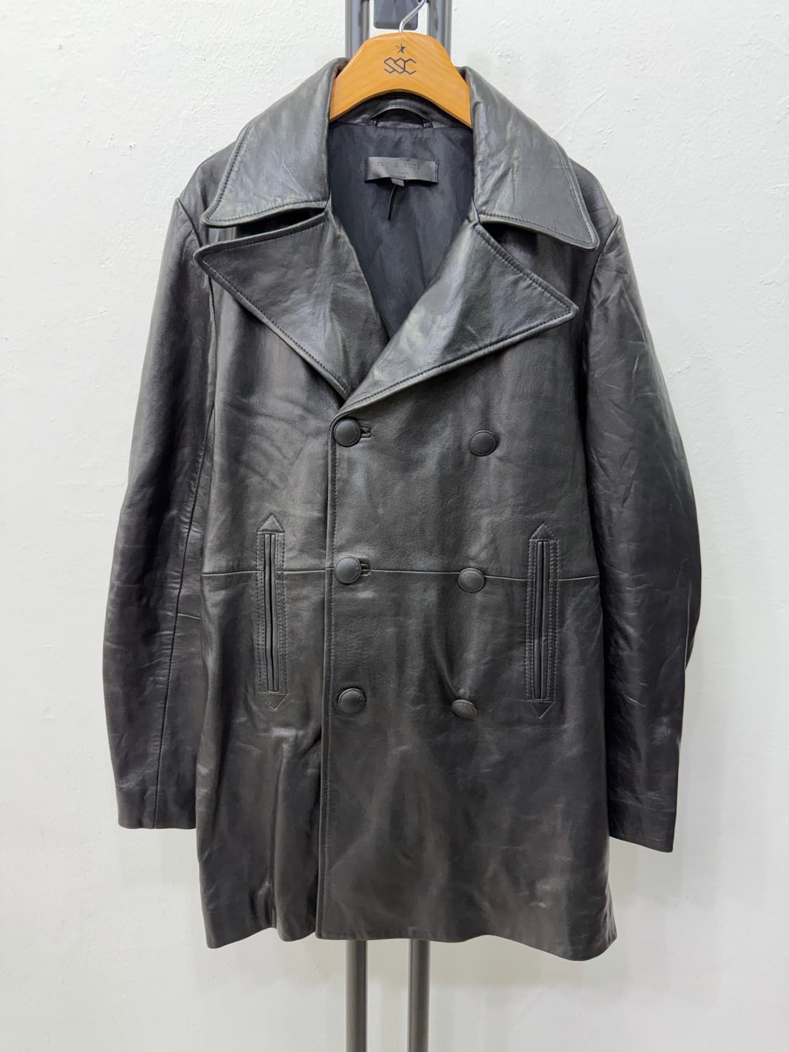 정품) rag&bone 랙앤본 블랙 여성 가죽 코트 4 상품이미지1