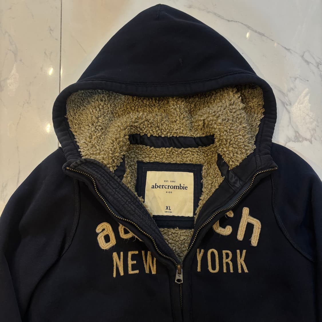 아베크롬비 양털후드집업 네이비 상품이미지2