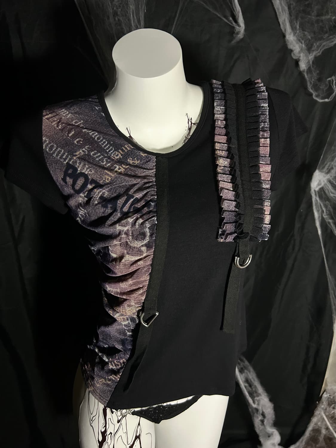 punk purple shirred belt detailed tee 상품이미지1