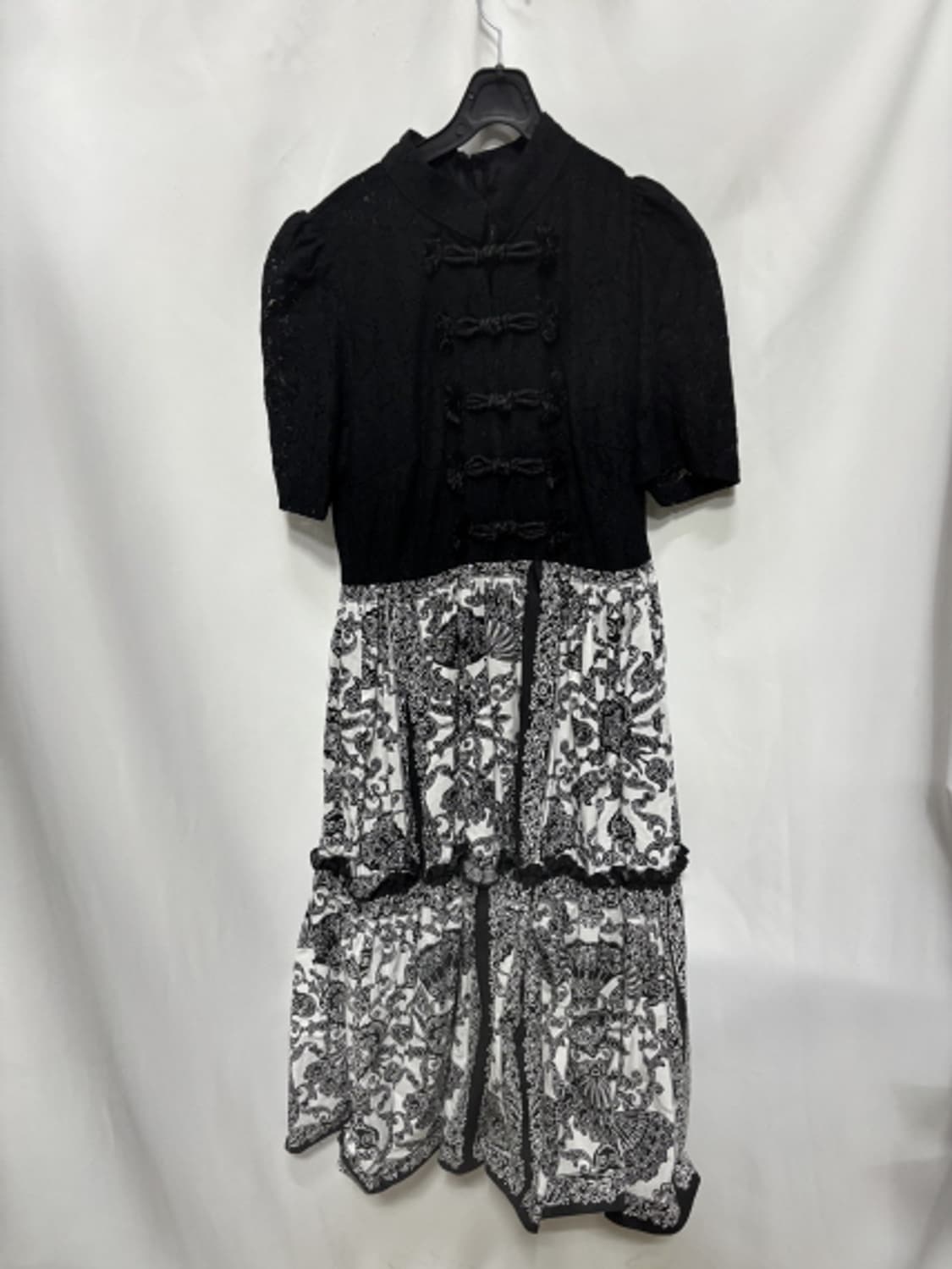 차이나 카라 에스닉 패턴 프릴 원피스 상품이미지1