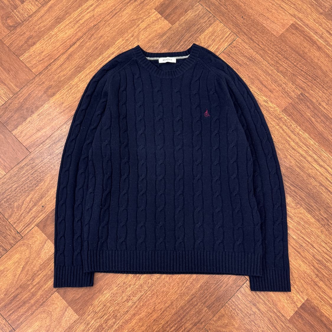 115(2XL) 빈폴 네이비 케이블 라운드 니트  상품이미지1