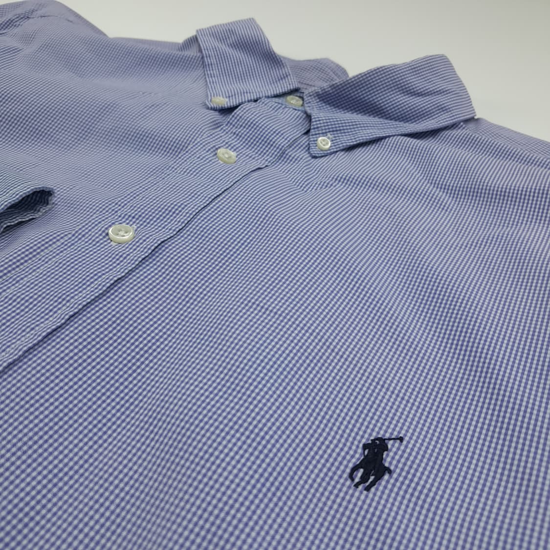 CN832 2XLT 폴로 랄프로렌 블루퍼플 투톤 도트체크 긴팔 셔츠 남방 상품이미지5