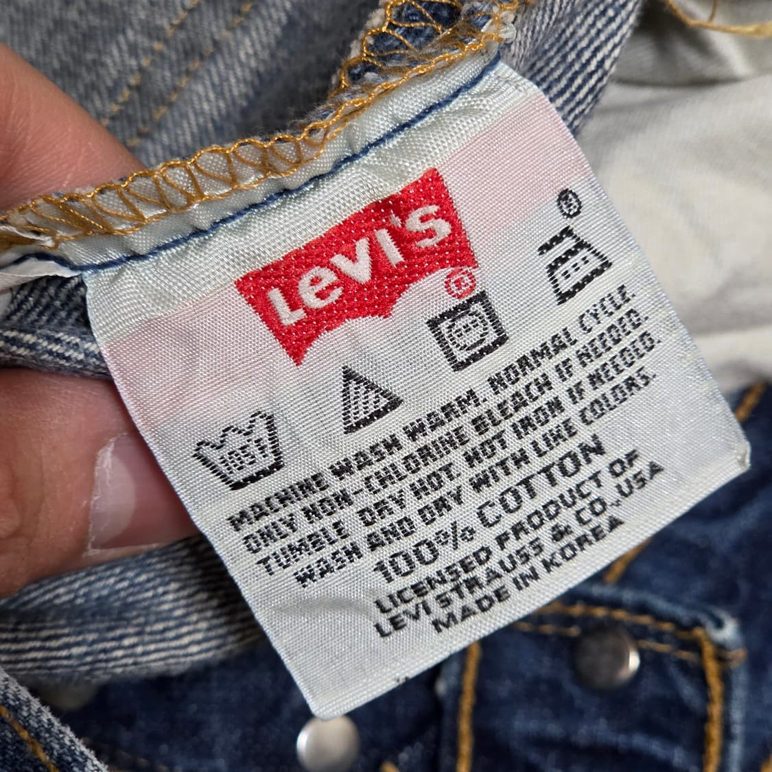 리바이스 501 중청 워싱 버튼플라이 데님 팬츠 상품이미지9