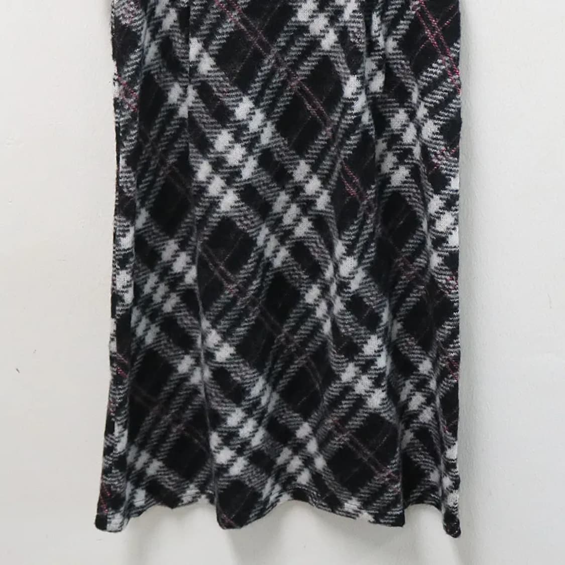 [미사용품] 체크 니트 반팔 원피스 62076 상품이미지4