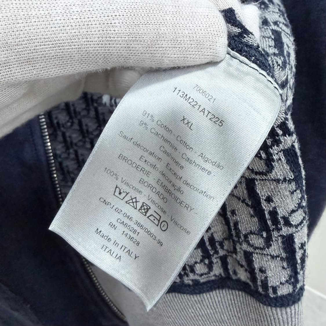 [S급/2XL] 디올 오블리크 캐시미어 후드집업 상품이미지6