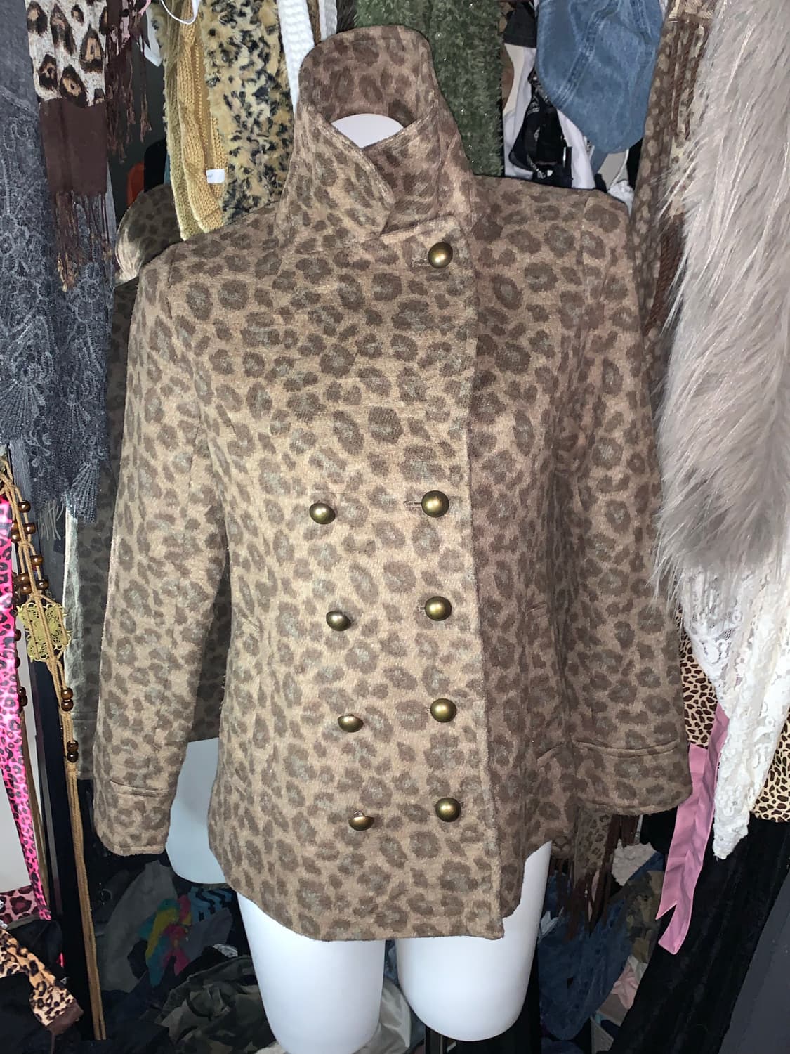 y2k 갸루 금장 레오파드 코트 상품이미지3