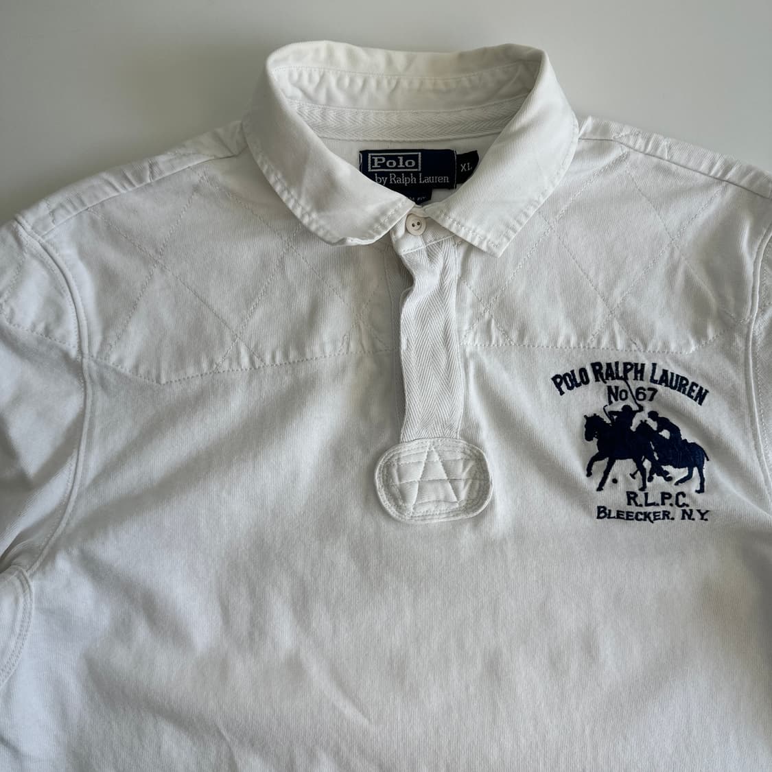 Polo 폴로 랄프로렌 00‘s 화이트 아이코닉 엘보우 패치 엠브로이 럭 상품이미지3