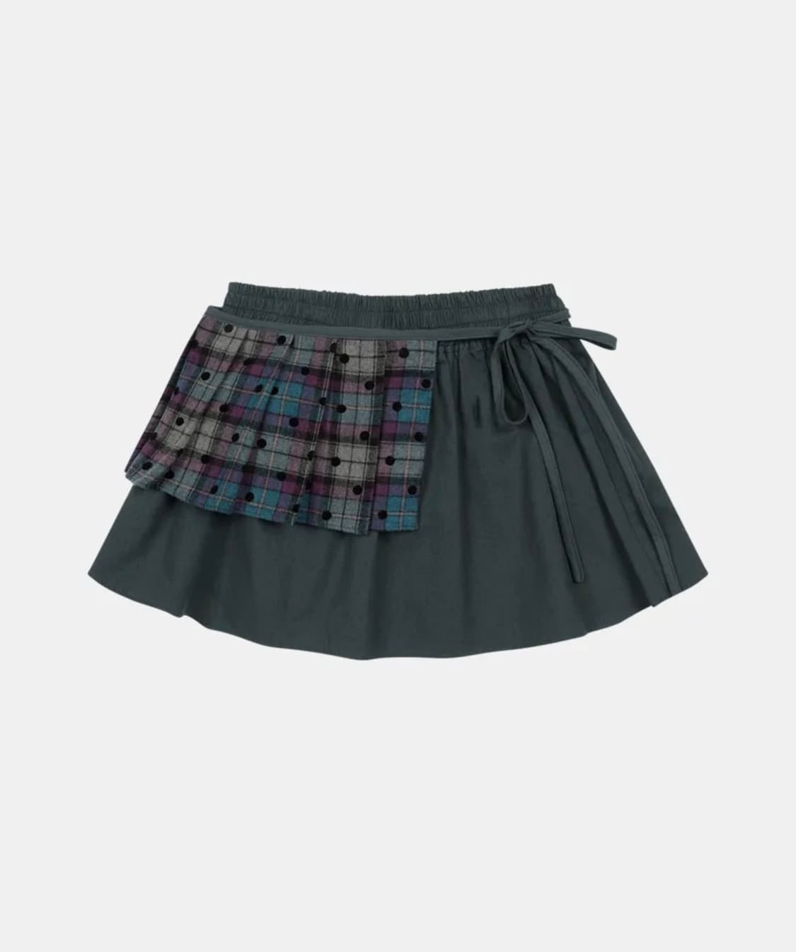 CHECK TWOWAY MINI SKIRT, ASH BLUE 상품이미지1