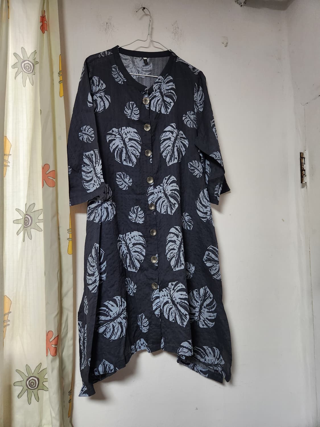 몬스테라 패턴 셔츠 원피스 롱가디건 L 상품이미지1