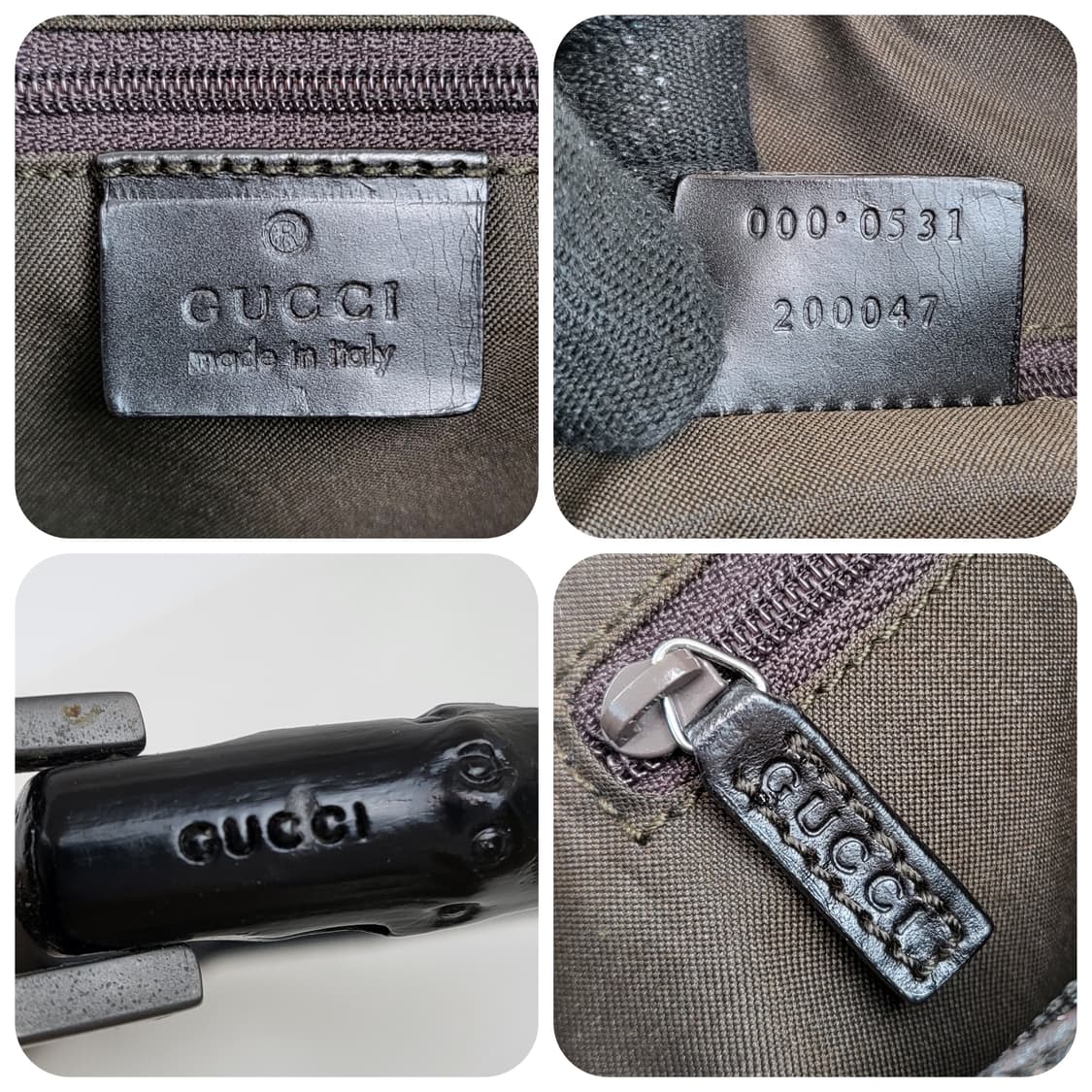 정품 구찌 뱀부 핸들 GG 로고 자가드 호보백 상품이미지9