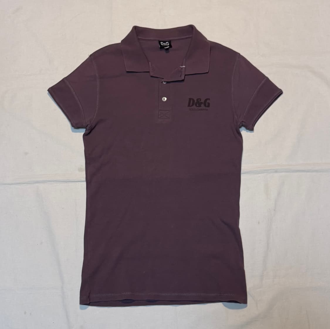 00s 돌체앤가바나 아카이브 D&G 로고 와플 반팔 카라티 워시드 퍼플 상품이미지1