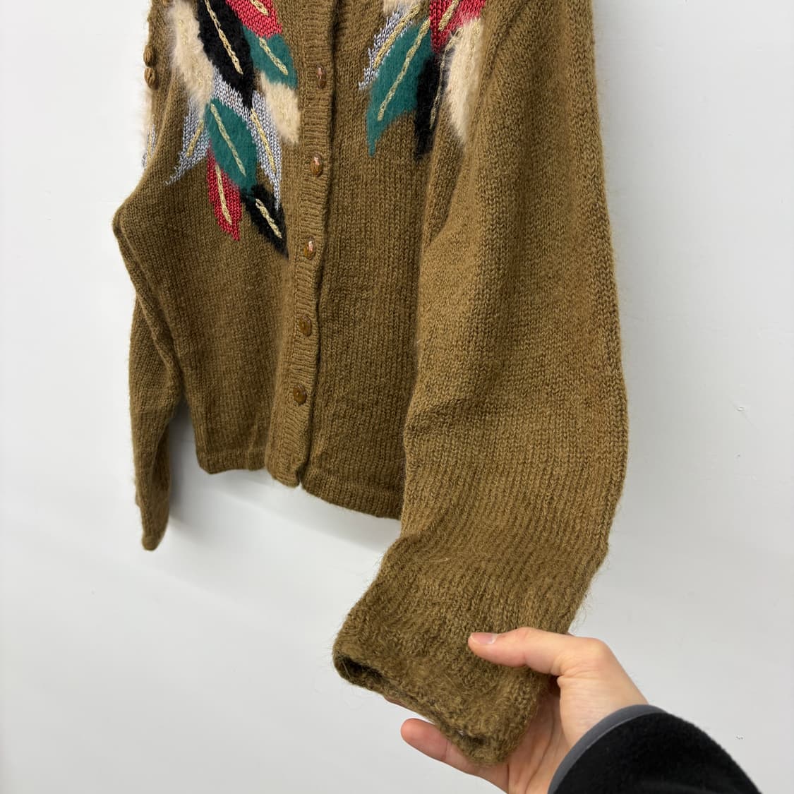 핸드메이드 깃털무늬 가디건 여L 상품이미지3