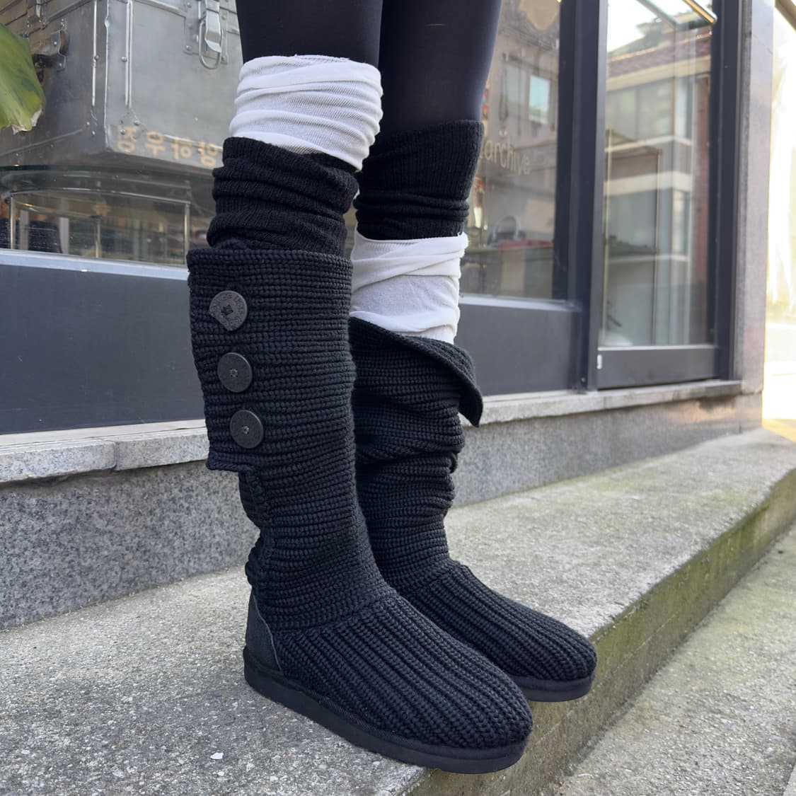 2000s Y2K 니트 카디 어그 부츠 상품이미지5