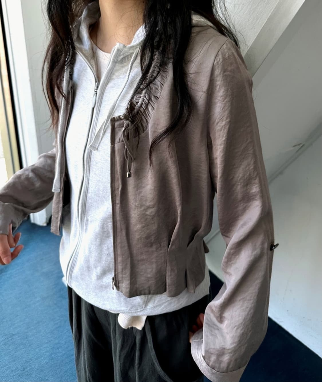 Light cotton sweat hooded zip TOP 상품이미지9