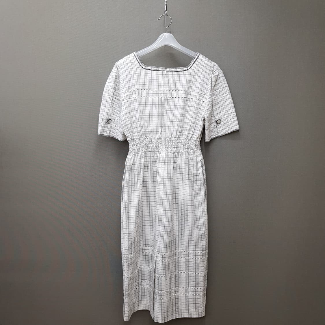 오브제 2021 체크 자수 포인트 반팔 롱 원피스 S사이즈 상품이미지5
