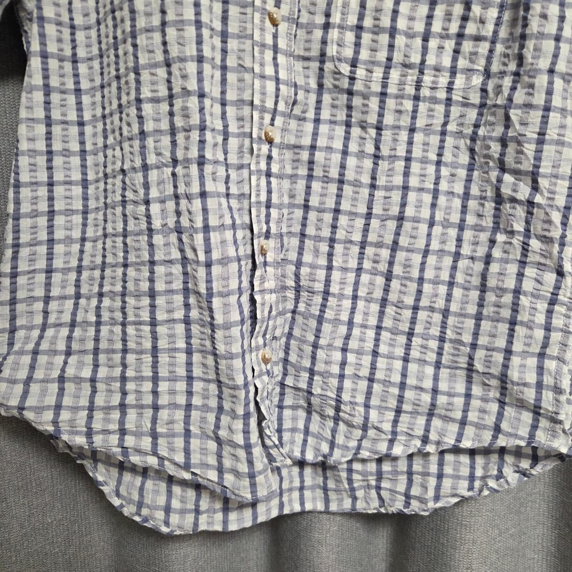 Kansai Jeans 린넨 반팔 체크 셔츠 L(100) 상품이미지6