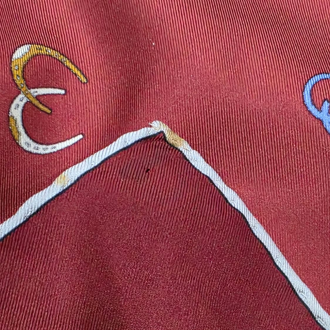 구찌  빈티지 실크 스카프 홀스빗 승마 디자인(버건디) 상품이미지7