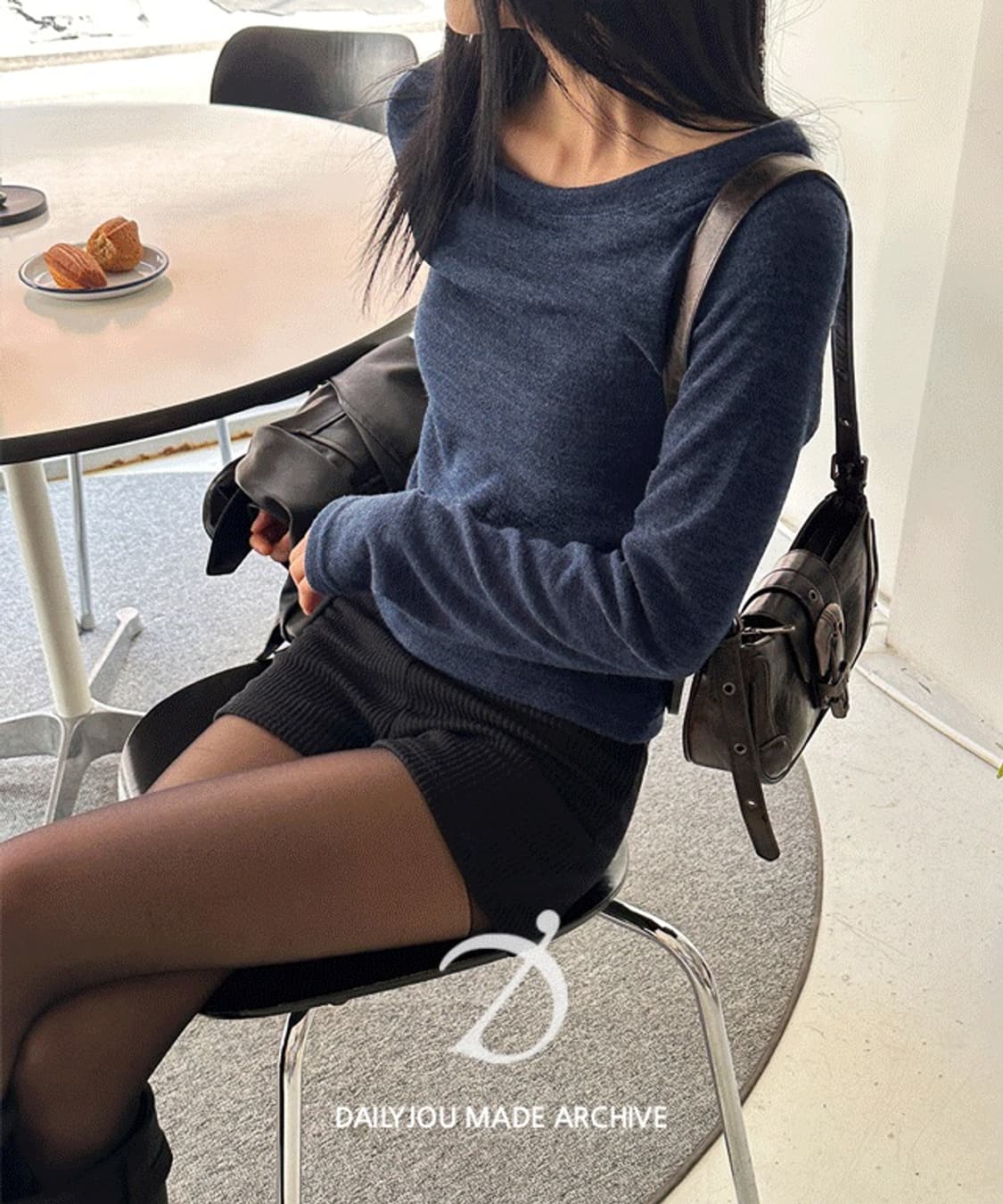 데일리쥬 크래퍼 보카시 보트넥 티셔츠 블루 상품이미지1