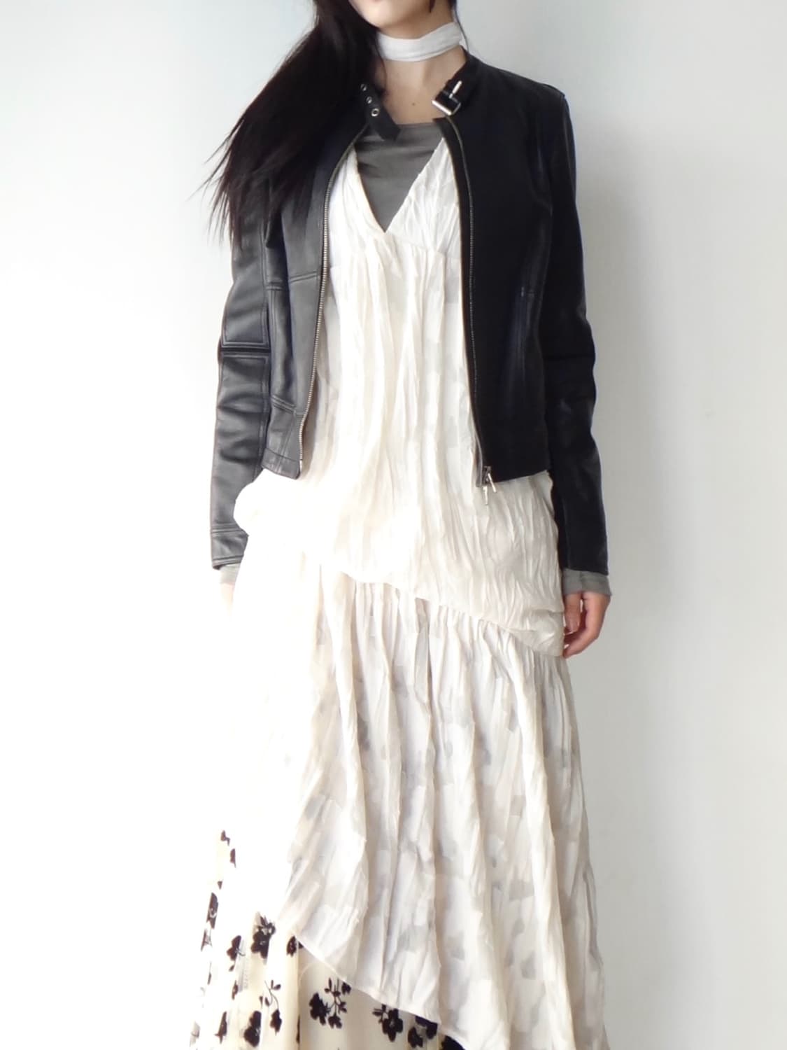 Hole detail buckle leather jacket 상품이미지6