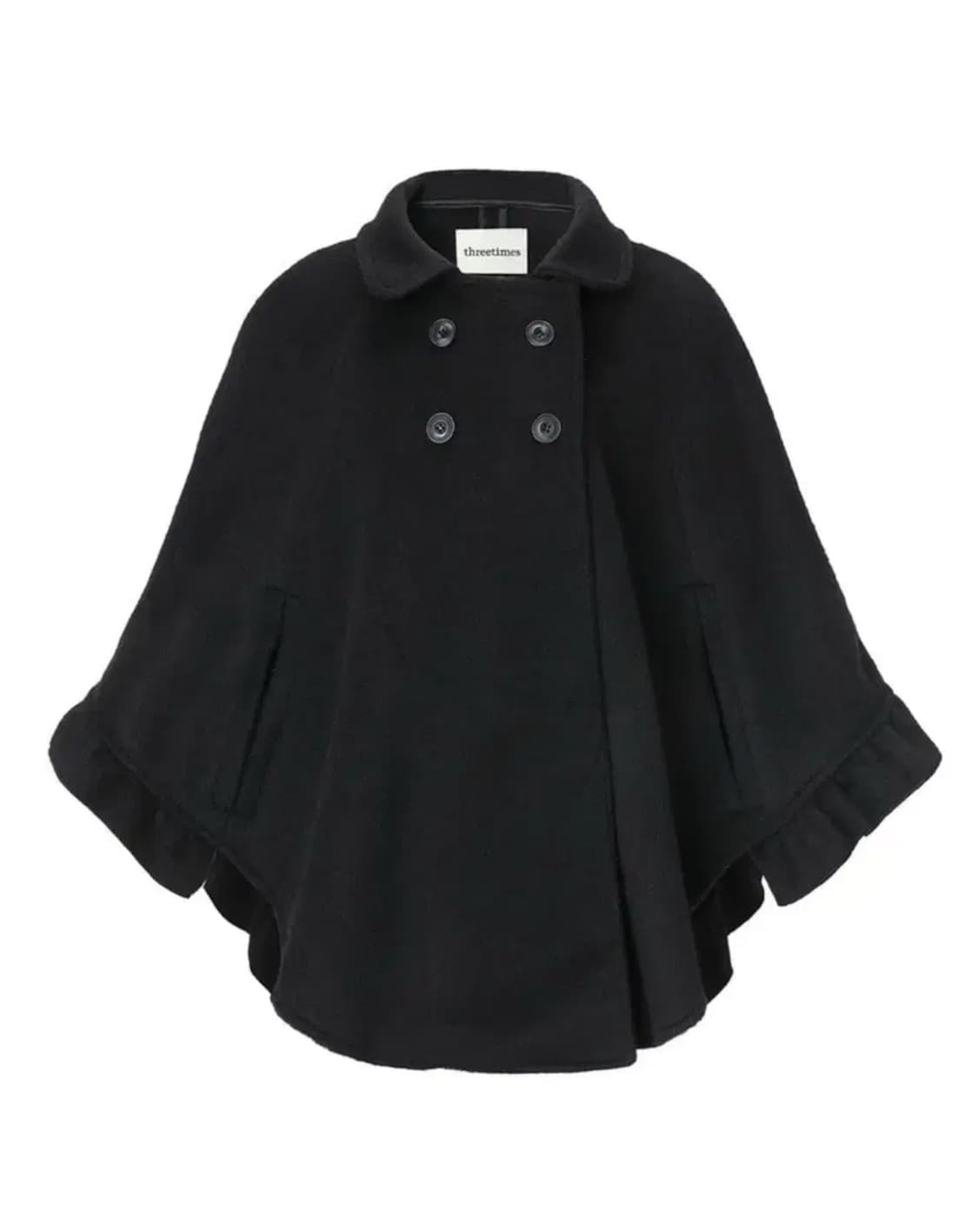 쓰리타임즈 문케이프 코트 블랙 상품이미지1