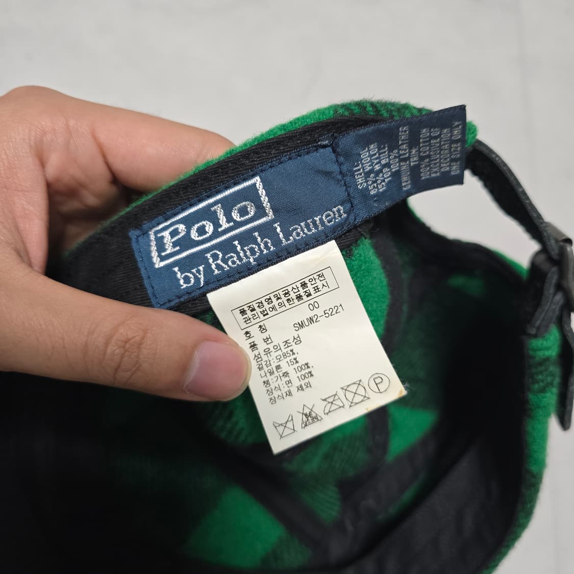 폴로랄프로렌 그린 체크 레더챙 캠프캡 패널캡 상품이미지4