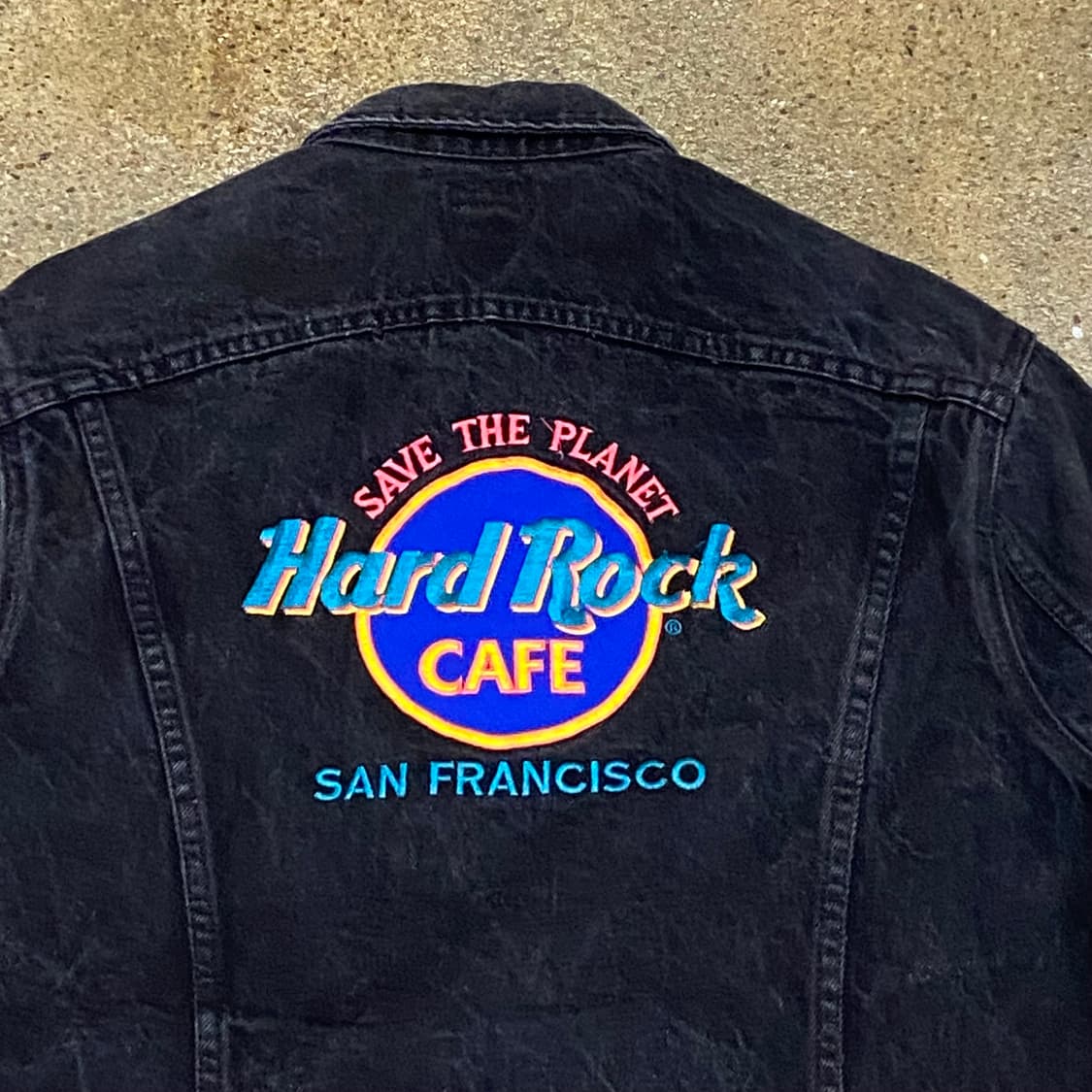 90s Made in USA 빈티지 리 하드락카페 흑청 데님자켓 청자켓 상품이미지2