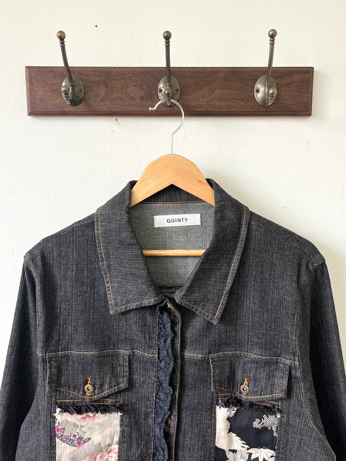 QUINTY 패치워크 프릴 데님 자켓 상품이미지2