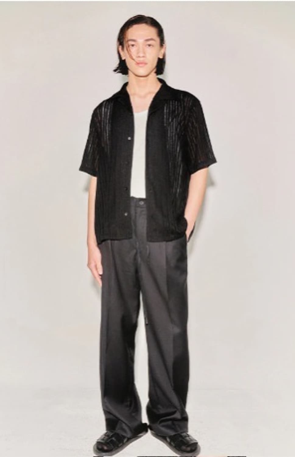 (새상품) 토니웩 tonywack 반밴딩 울슬랙스 바지 32~34 블랙 상품이미지2