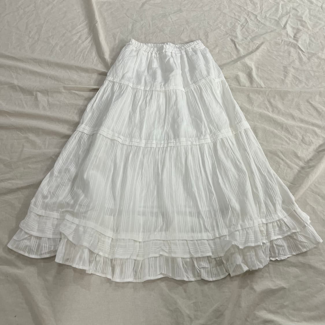 모리걸 하구미 화이트 캉캉 레이스 롱스커트 상품이미지1