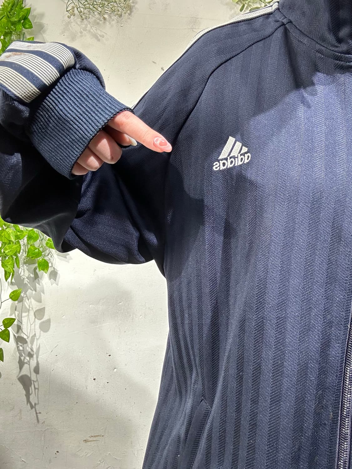 아디다스 네이비 그레이 삼선 오버핏 트랙탑 져지 L 상품이미지4