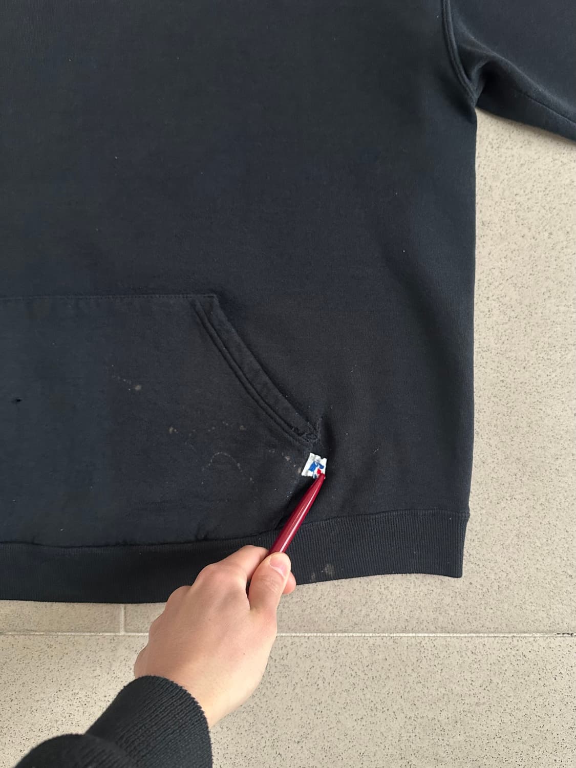 00s 빈티지 러셀 후드 블랙 L 디스트레스드 상품이미지3