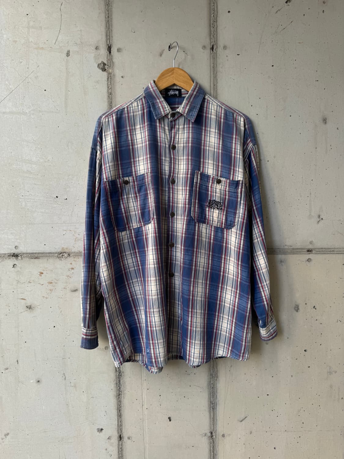 80s 스투시 킹사이즈 체크 셔츠 상품이미지1