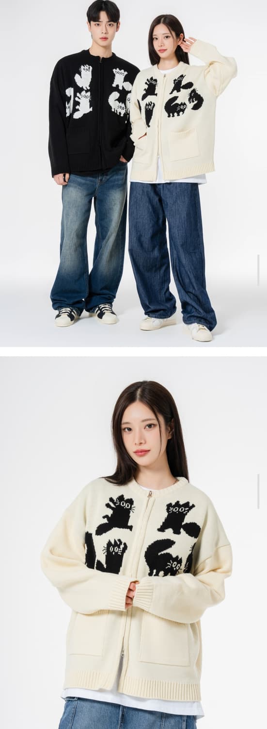 모즈모즈 오버핏니트집업 105 여성99 가슴65 기장67 상품이미지7